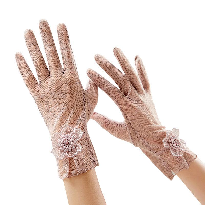 1 Pair of Lace Sunshade Gloves for Women, Summer Thin, Suitable for Driving, Cycling, Touch Screen, And Non-Slip, Short Style.