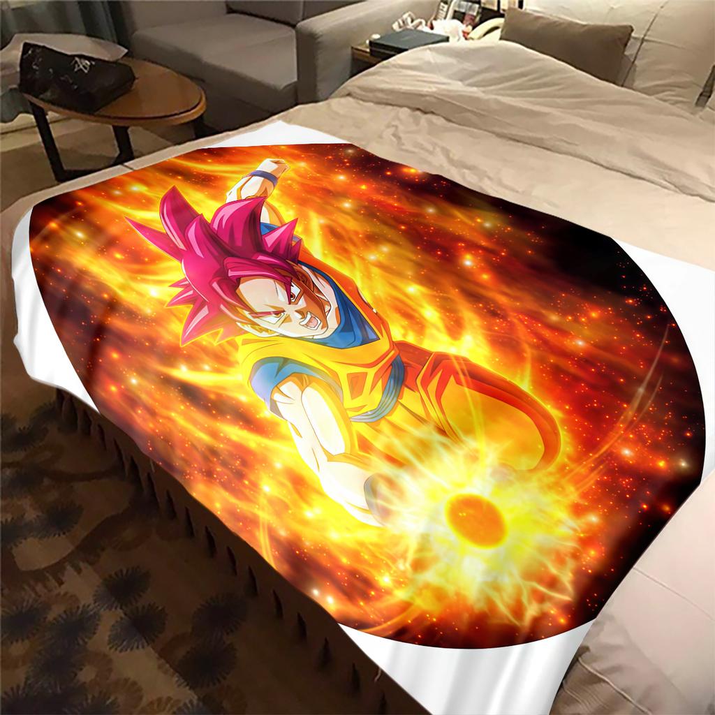 1PC Son Goku  Print Flannel Blanket, High Quality All Seasons, Home Decor, Warmth and Comfort, Perfect for Christmas Gifts