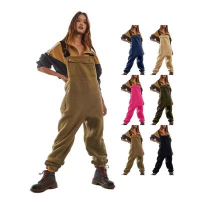 Winter Women's Tooling Jumpsuit, Polar Fleece Overalls, Backpack Buckle Pants