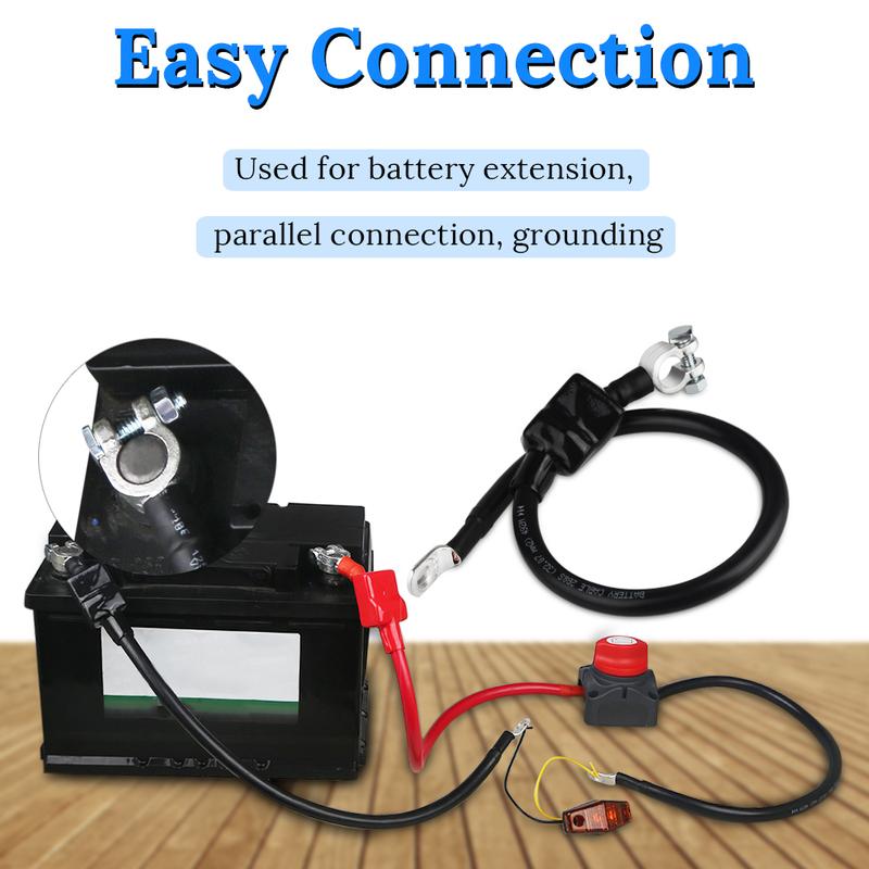 Negative Battery Cable Wire 2 AWG 2-Gauge 20 Inches For Ship Boat Small Yacht RV Camper Truck Car Vehicle Battery cord