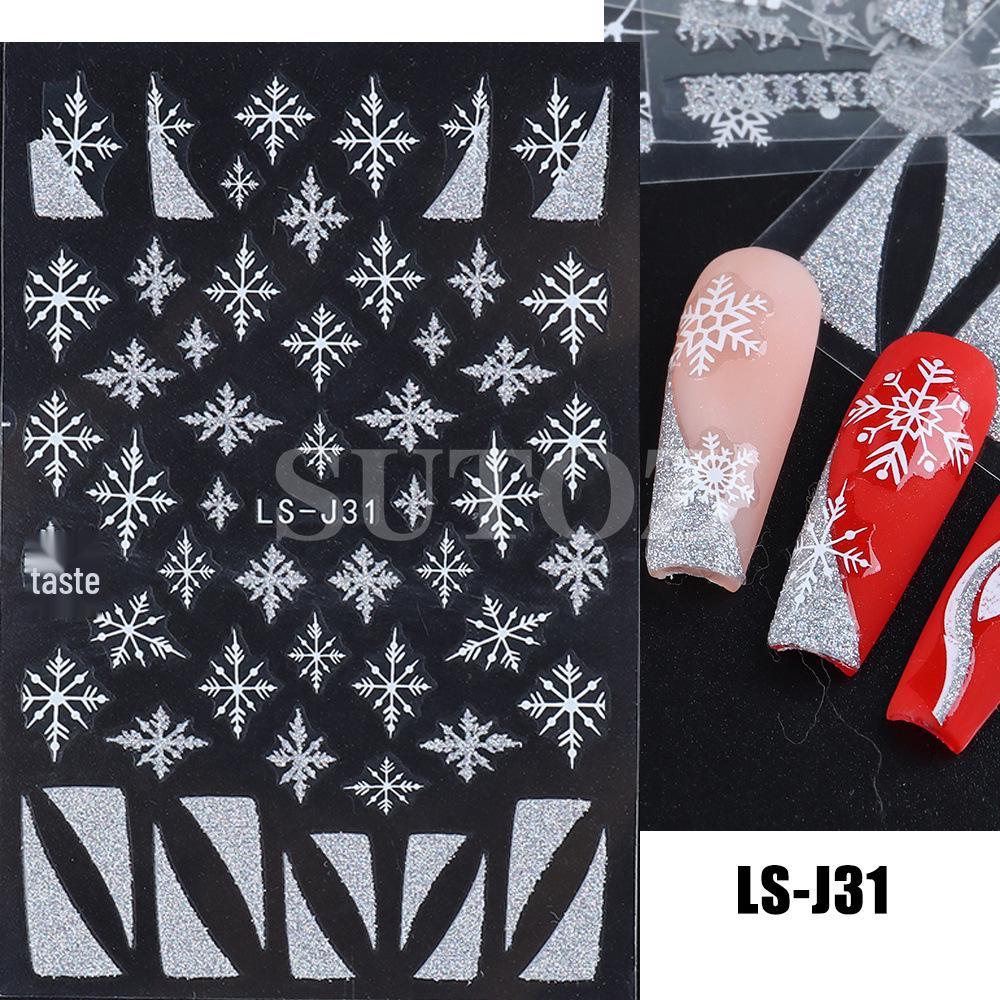 Winter Christmas Nail Stickers: Gold & Silver Glitter, Trees, Reindeer, Snowflakes