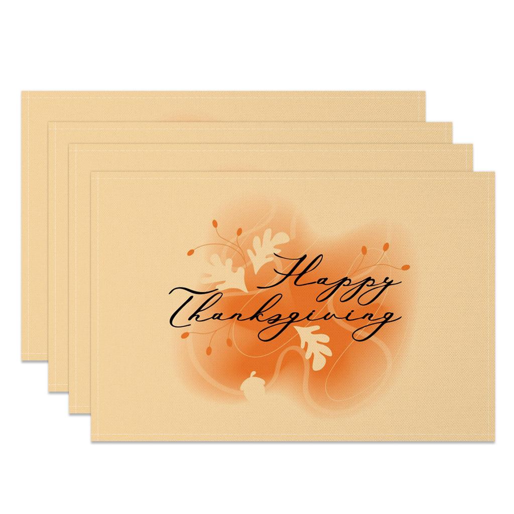 Thanksgiving Placemat Fall Harvest Table Decor Pumpkin Maple Leaf Pattern Printing Seasonal Holiday Dining Mats for Family Party