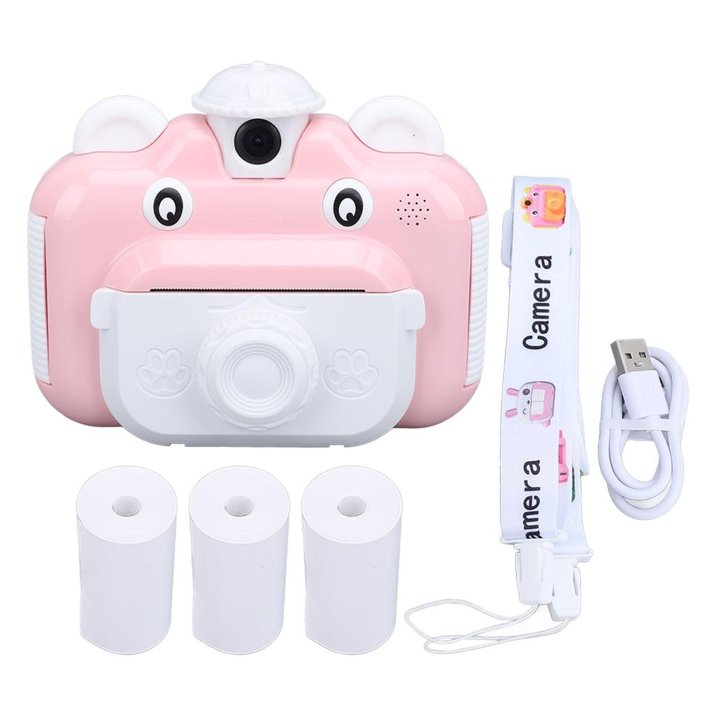 Instant Print Camera for Kids 2.4inch HD 1080P 3 Paper Rolls Lanyard Autofocus 180 Degree Flipping
