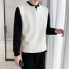 Men Sweater Vest Solid Color Sleeveless Loose Casual Wear-resistant V Neck Knitting Elastic Young Style Spring Sweater Daily Clothes