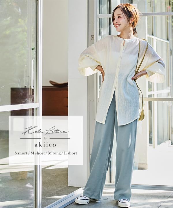 Tanaka Straight Jersey Pants for Short Height Black [Kobe Lettuce] [Akiko Collaboration] Wide-leg Women, [M3363] M, Long,