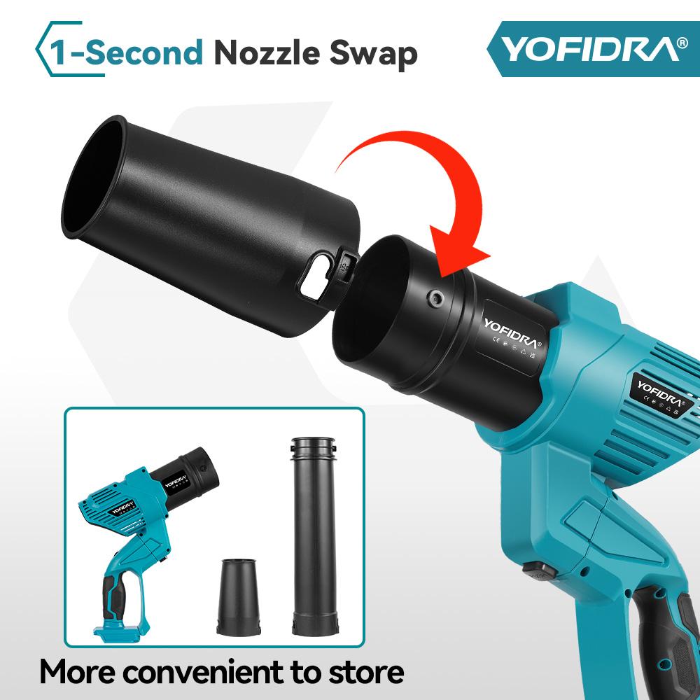 Yofidra Bürstenloser elektrischer Turbo-Gebläse 2 IN 1 Turbo-Gebläse Jet-Gebläse Laub Staub Schnee Blasen Reinigungsgerät Für Makita Akku-Pin