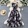 Robe sans manches à col rond imprimé style européen américain pour femmes, haut de gamme, niche, fête d'anniversaire, taille ajustée, bouffante, maxi