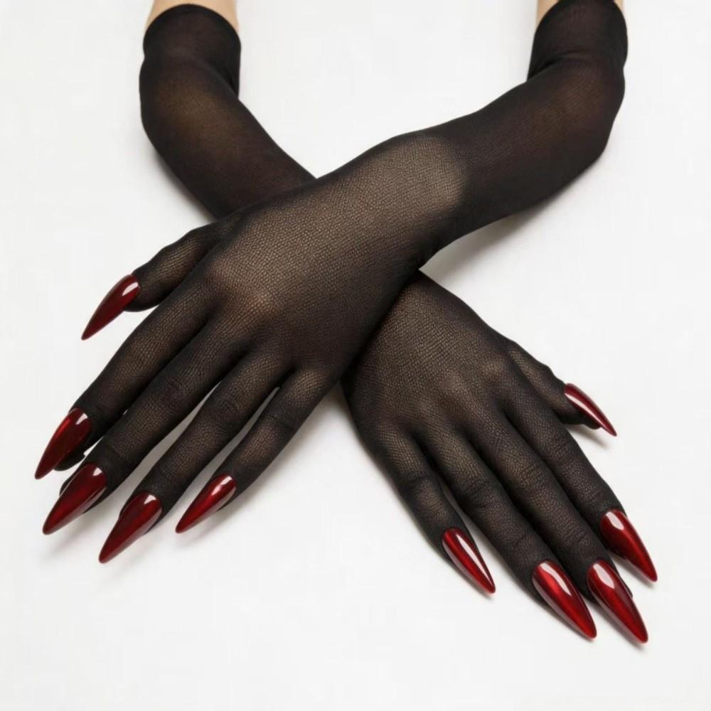 Breathable Halloween Dress Gloves Sheer Ultra-Thin Gloves Gift Cosplay Gloves Stage Wear