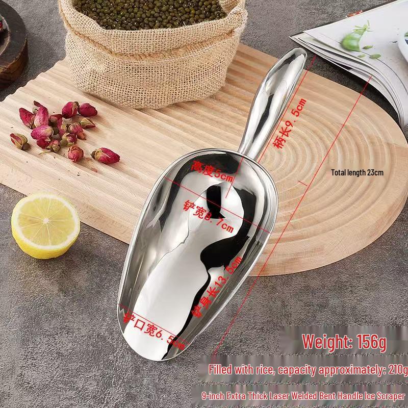 Stainless Steel Multi-purpose Flat Bottom Ice Shovel for Grain, Flour, Sugar, Tea, and Feed