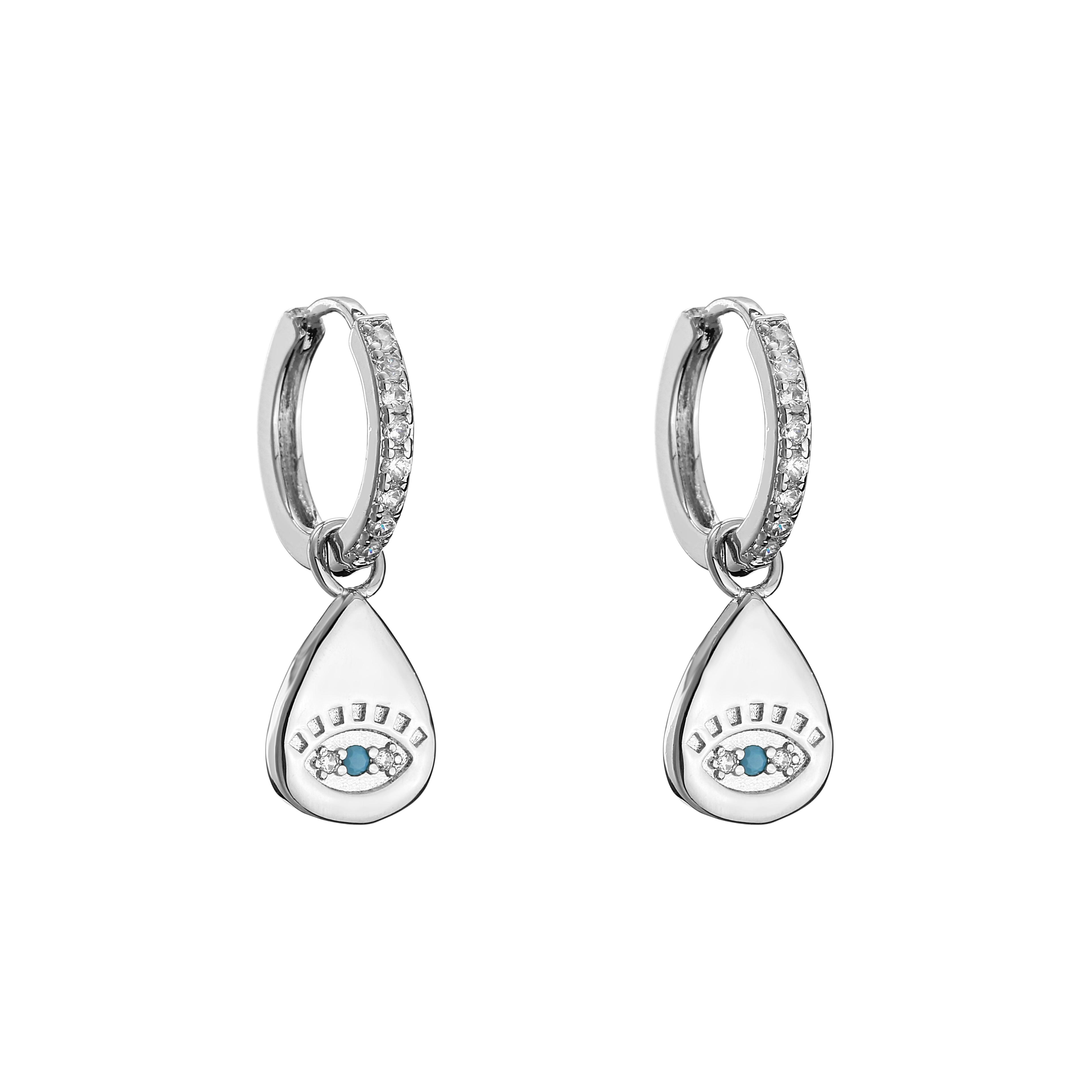 

HECHENG,1 Pair,Small hoop earrings for women,CZ Eyes Geometric Charm Earrings,Wholesale Dropship