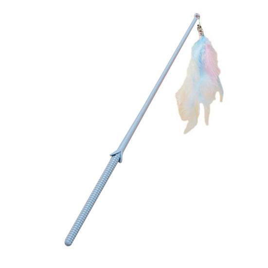 

Интерактивная игрушка для кошек с перьями, снимающая скуку, снимающая стресс, обучающая забавная игрушка для кошек A синий