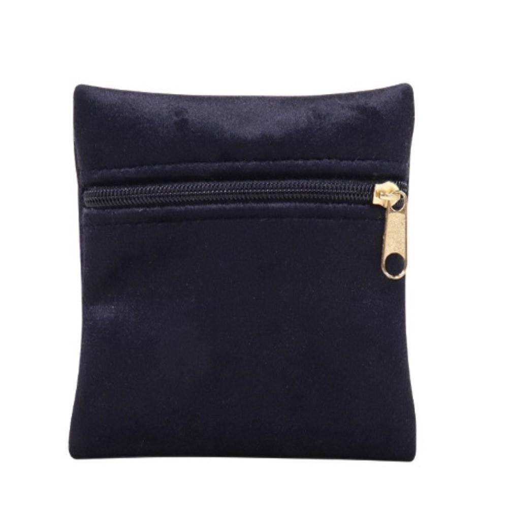 Double-Sided Zipper Jewelry Pouch Soft Velvet Double-Sided Velvet Bag Jewelry Bag  Travel Storage чёрный