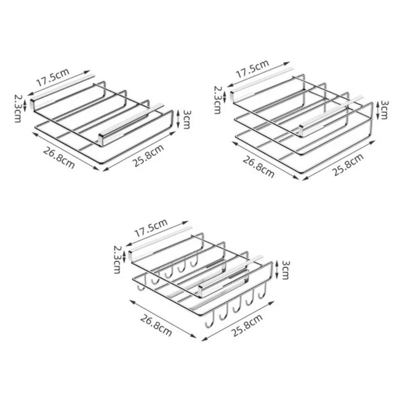 Roestvrijstalen Keuken Hangende Organizer Rek met Haken Papieren Handdoek Vaatdoek Hangrek Snijplank Potdeksel Opbergplank