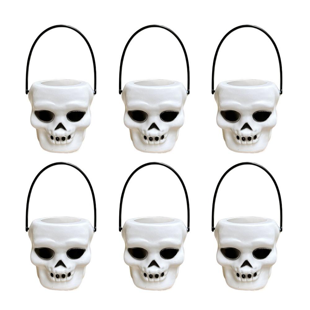 6PCS Set Festive 6cm Size Halloween Pumpkin Jar Triangular Eyes With Lid Pumpkin Bucket Mini Basket Pumpkin Lantern Gift Giving