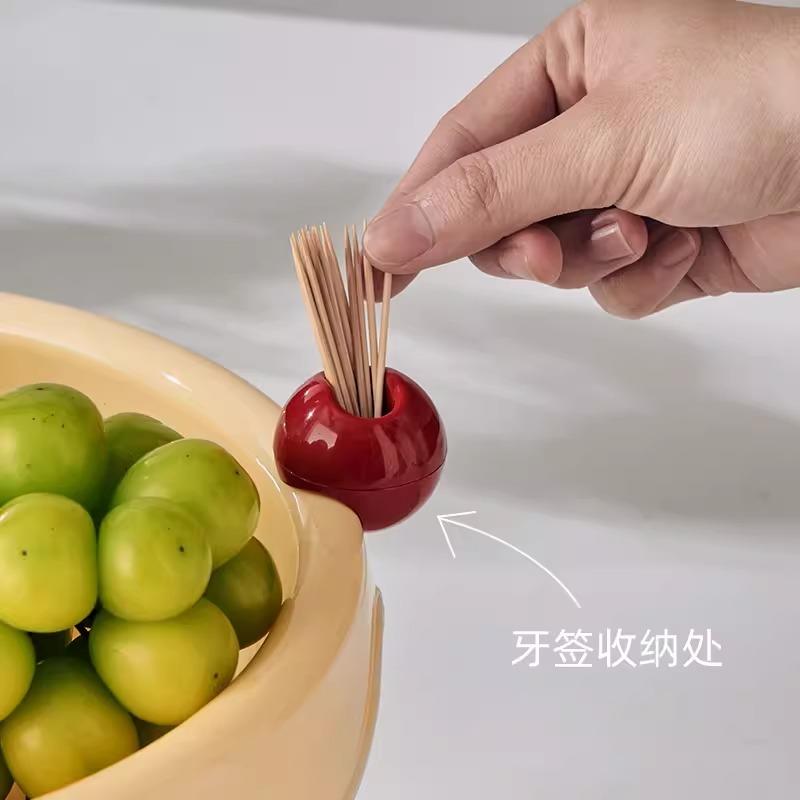 Household High-footed Fruit Plate High-value Drainable Fruit Basin Living Room Coffee Table High-value Candy Snack Nut Plate