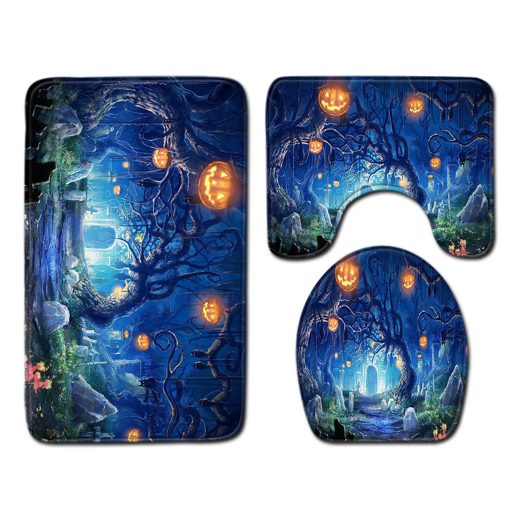 Halloween Bathroom Three-Piece Floor Mat Household Door Mat Bedroom Living Room Carpet