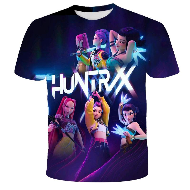 2025 Movie KPop Demon Hunters T-shirt Summer Short Sleeve Tee for Casual Loose Girl Boy Graphic Printed Tops