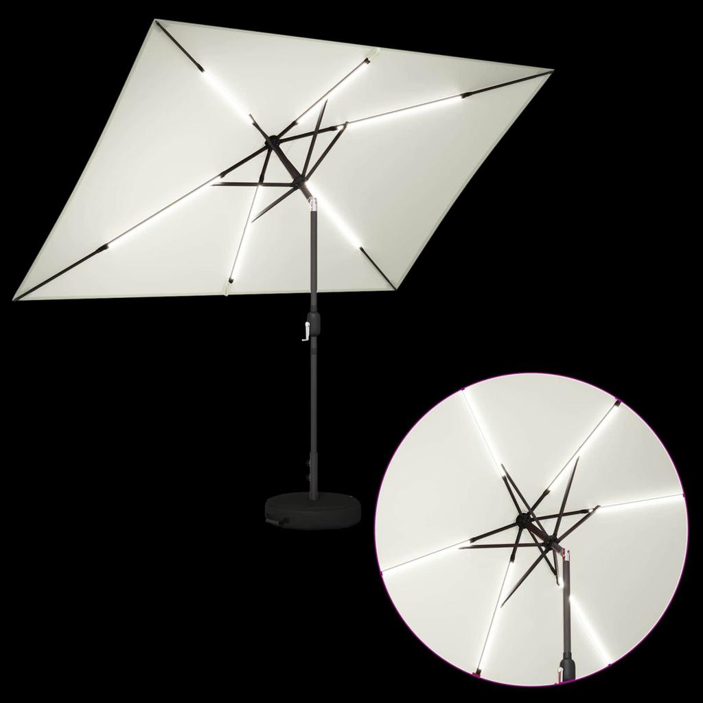 Garden Umbrella with LED Lights and Base 200 x 300 cm