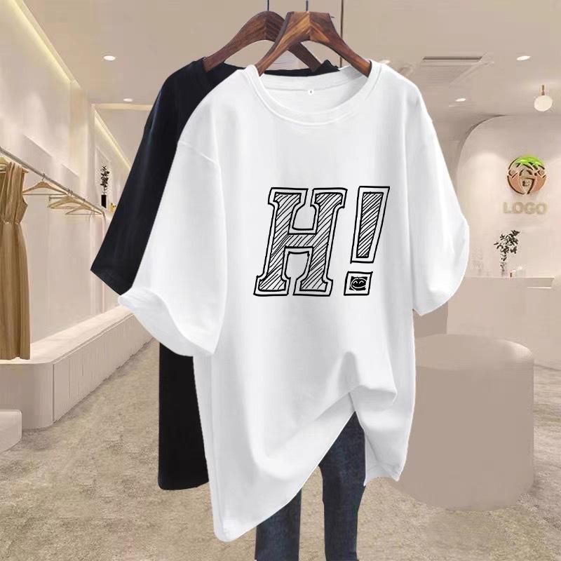 

Коричневая футболка женская с коротким рукавом свободная из чистого хлопка 2025 новая летняя большая версия средней длины европейская станция топ S