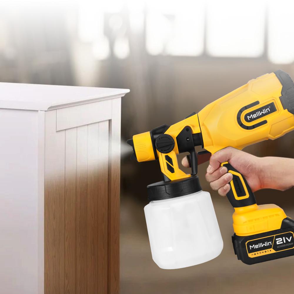 MELLWIN 1200ML Wireless Electric Paint Spray Gun Cordless Paint Sprayer Car Furniture Household Sprayer For Makita 18V Battery Pin