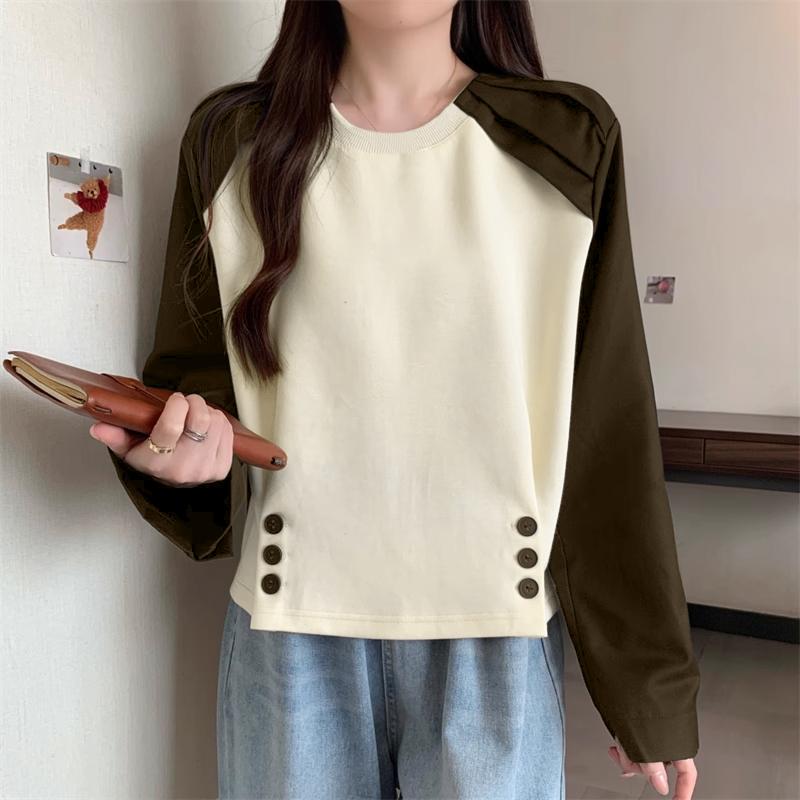 

VONDA Женские повседневные блузки с круглым вырезом и контрастными цветами, с длинными рукавами 5XL