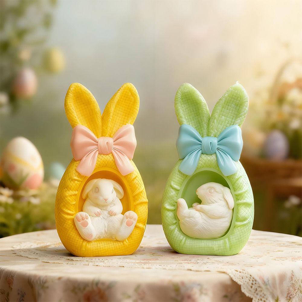 Geometric Design Rabbit Shape Candle Mold Silicone Animal Shape Rabbit DIY Silicone Mold Epoxy Resin Molds Non-Stick