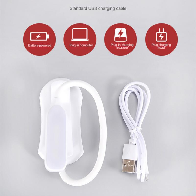 Luz de leitura recarregável de 7 LEDs com luz diurna branca quente e fria de 3 níveis, flexível, fácil de prender, lâmpada de leitura noturna na cama