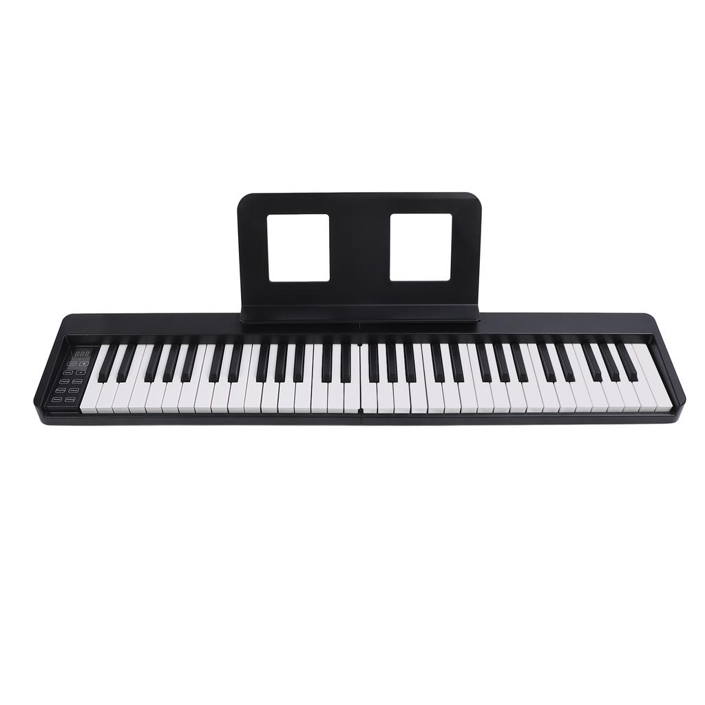 61 Key Folding Piano Full Size Rechargeable Clear Tones Folding Piano Keyboard for Beginner Black