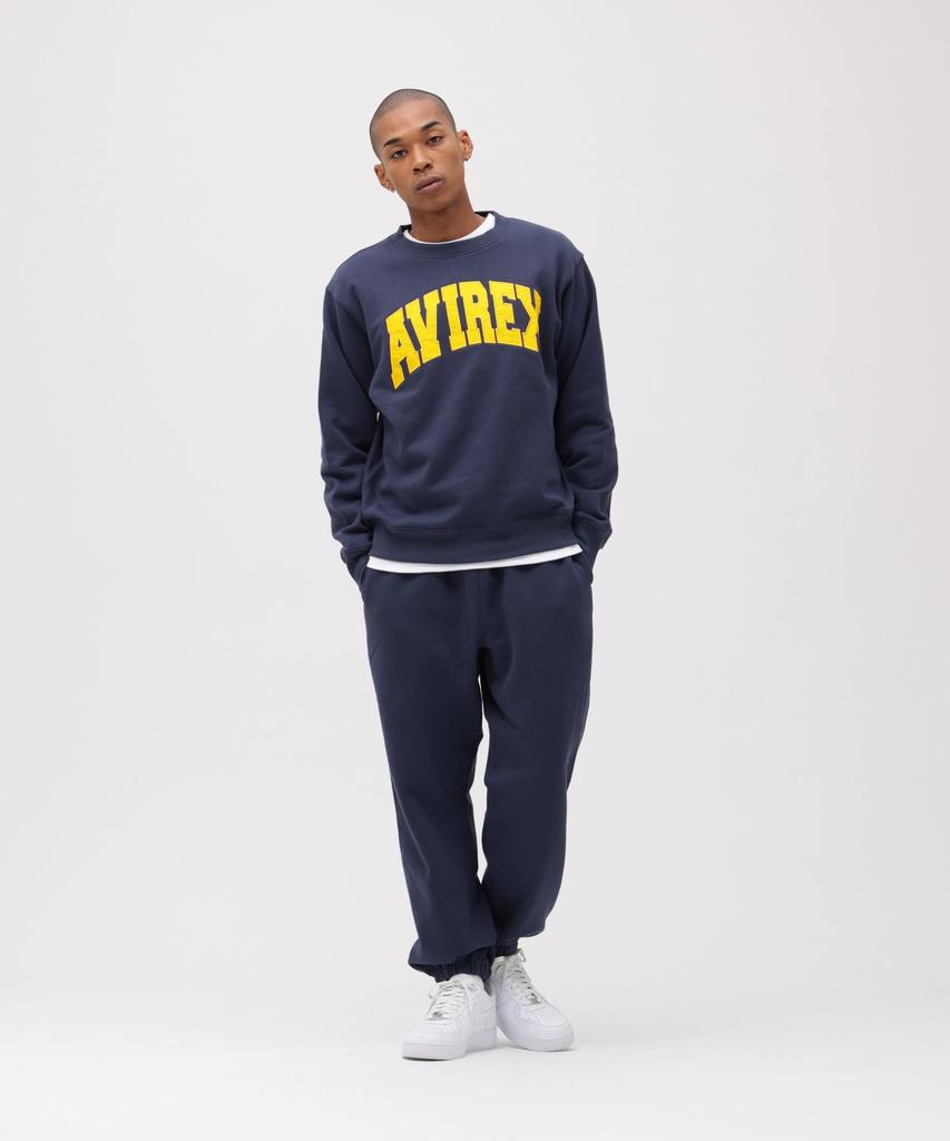 AVIREX CREW NECK L/S SWEAT LOGO 783-3932003 Men's XL Navy