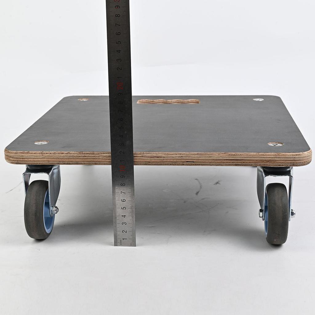 Silent Four-Wheel Small Trolley: Thickened Wooden Flat Cart