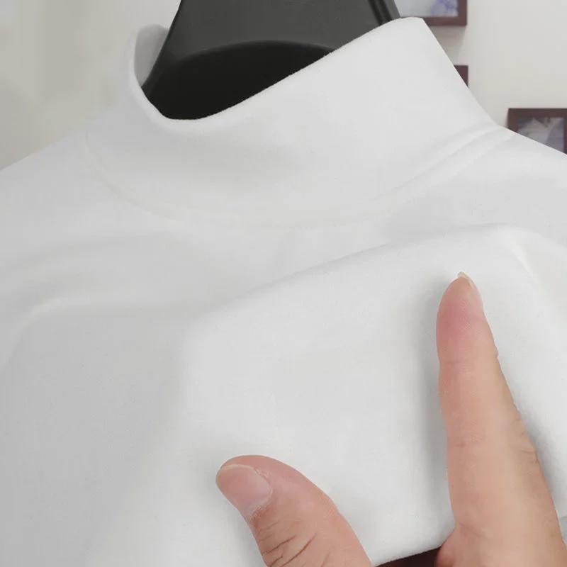 Men's Fleece Half Turtleneck Long-Sleeve Tee - Warm, Versatile Winter Shirt for Teenagers