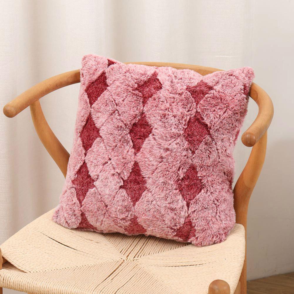 Nordic Imitation Wool Pillow Cover Diamond Lattice Plush Sofa Pillow Cushion Cover
