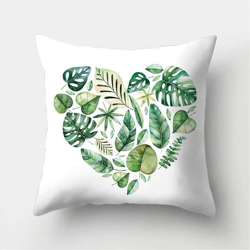Tropical Palm Leaf Coniferous Decorative Double-Sided Polyester Cushion Cover Pineapple Yellow Green Car Throwing Pillowcase
