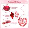 36 Pcs Valentine's Day Hanging Swirl Decorations Set,Happy Valentines Day Party Hanging Love Heart Foil Ceiling Swirl Decorations for Wedding