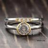 Huitan Vintage Women Two Tone Ring Inlaid Bright Round CZ Simple Style Party Daily Low-key Anti CopperColor Accessories Jewelry