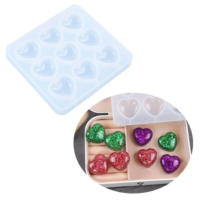 Small Crystal Silicone Mold with 9 Holes Silicone Craft Molds Beautiful Heart Shaped Chocolate Molds Silicone