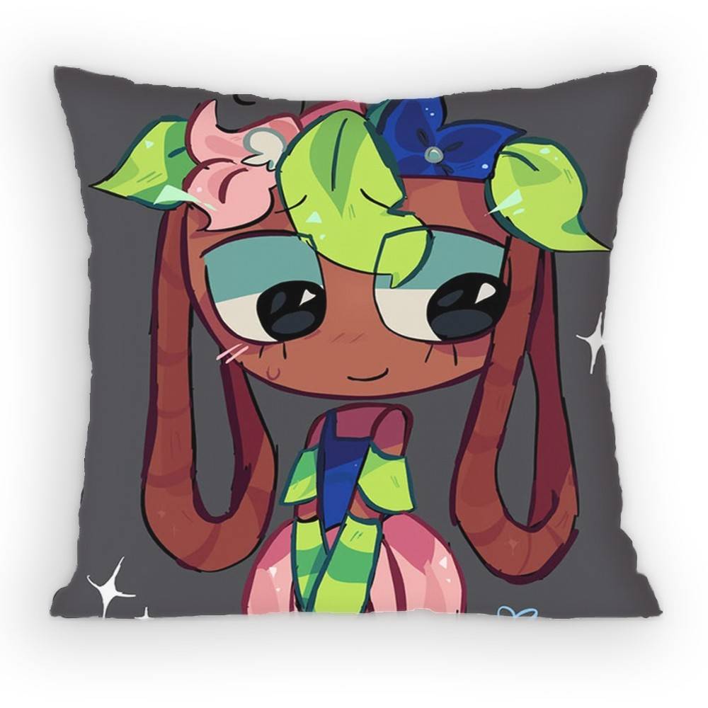 Horror Game Dandys World Pillow Case Antidustmite Pillowcase Invisible Zipper Silky Short Plush Sofa Cushion Cover