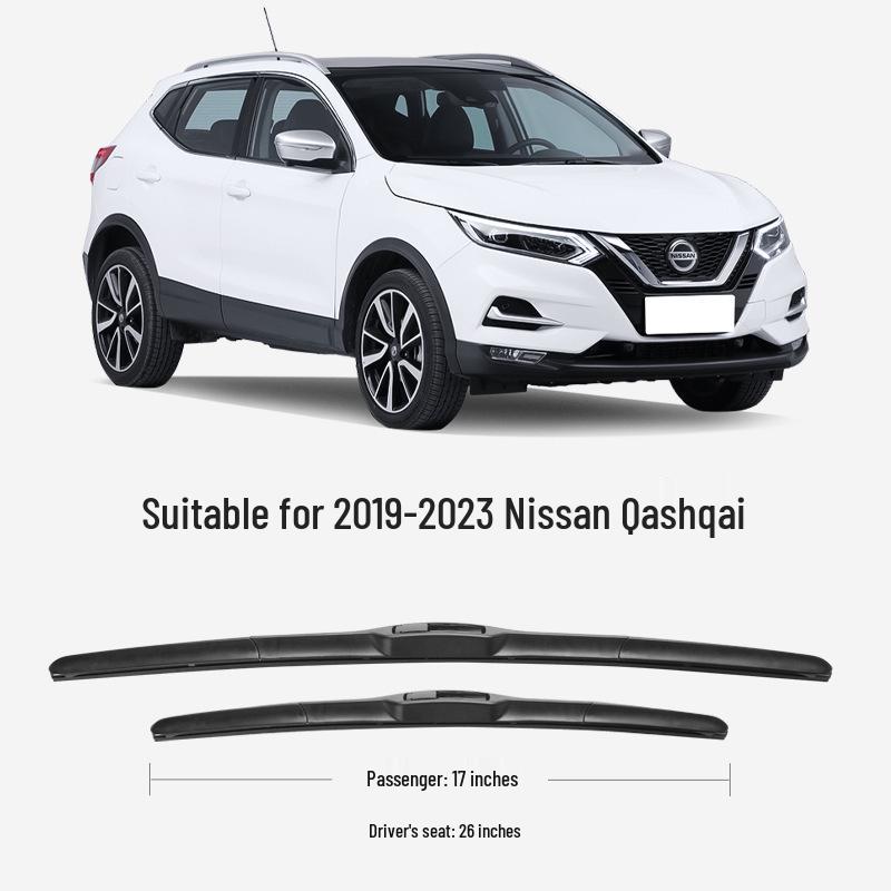 Silent Frameless Wiper Blades for 21-23 Nissan Qashqai - Front  Rear, High Definition Qashqai/2008-2015 Set (Front Wipers)
