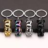 Trendy 3D Bear Model Keychain Unisex 4 Colors Metal Round Buckle Pendant Handbag Key Hang Decoration Couple Gift Daily Keyholder
