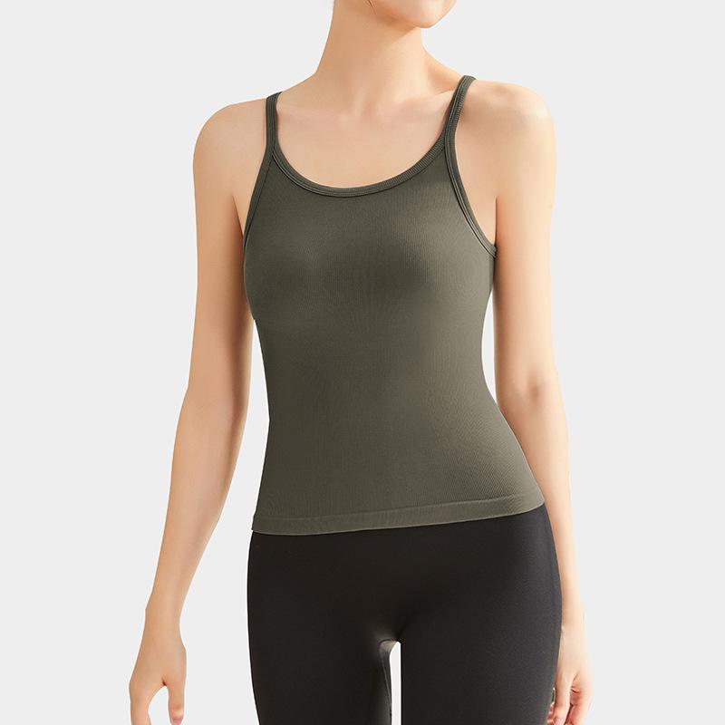 Women's Summer Sleeveless Yoga Top with Chest Pads - Versatile Camisole for Outdoor Wear