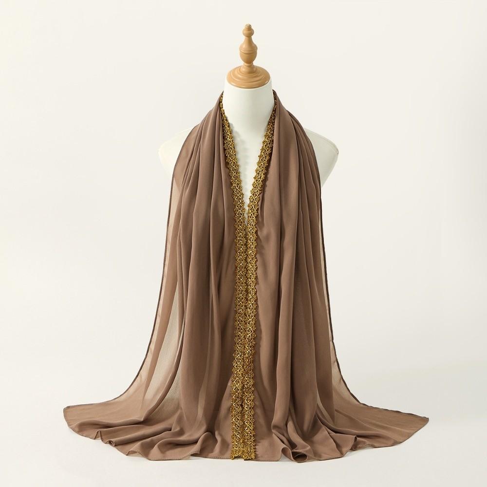 Golden Wave Modest Covering Scarf Chiffon Material Shawl Wrap New Eid al-Fitr Hijab  Arab Style