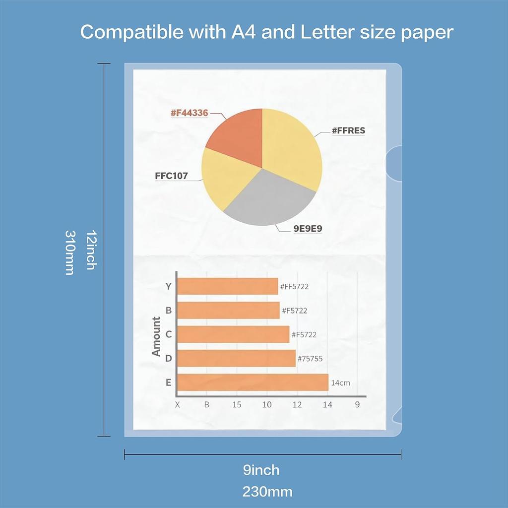 5pcs A4 Document Transparent L-Shaped Folders, Resume Protectors, Student Exam Paper Bags, Business Contract Document Holders