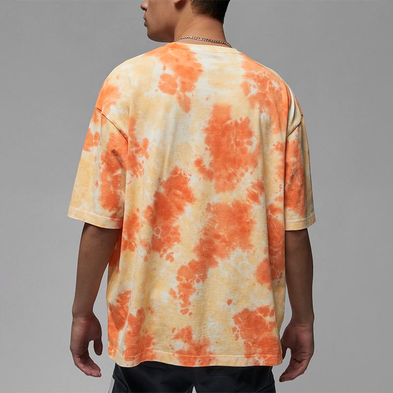 Jordan American Retro Dopamine Wash Tie-Dye Logo Print Casual Round Neck Short Sleeve Drop Shoulder T-Shirt Men Tops Orange DX9584-112