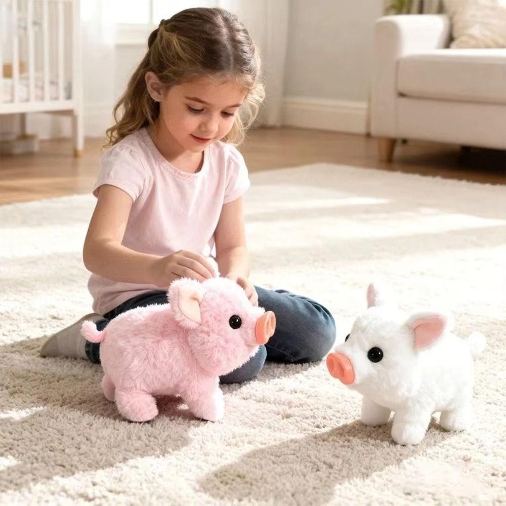 with Wagging Tail Electric Pig Plush Toy Can Walking Stuffed Animal Pig Doll  Interactive Play