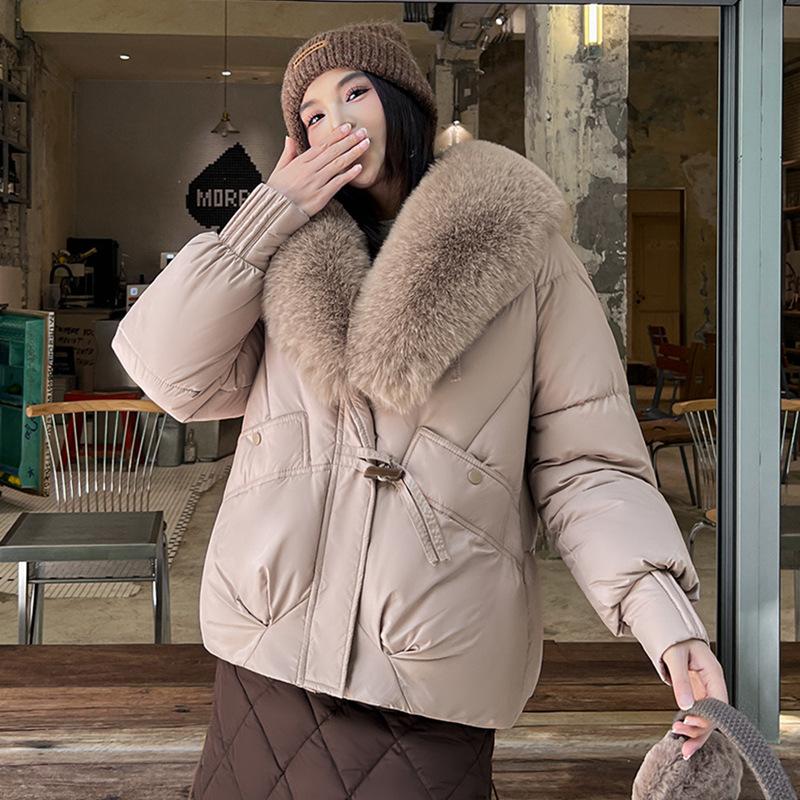 Hair Collar Plus Size Women's Thickened Warm Anti Cold Winter Coat - Lightweight and Comfortable Long-sleeved Cotton Coat Jacket