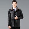 Genuine Leather Jacket Men's Fur Integrated Velvet Thickened Middle-aged Dad Genuine Leather Jacket