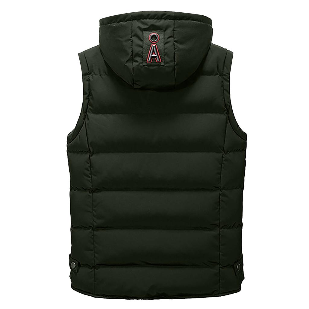 Fashion Men Autum Winter Hooded Solid Outwear Vest Jacket Tops Blouse
