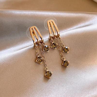 2025 French Retro Zircon Tassel Stud Earrings for Women - Exquisite & Fashionable