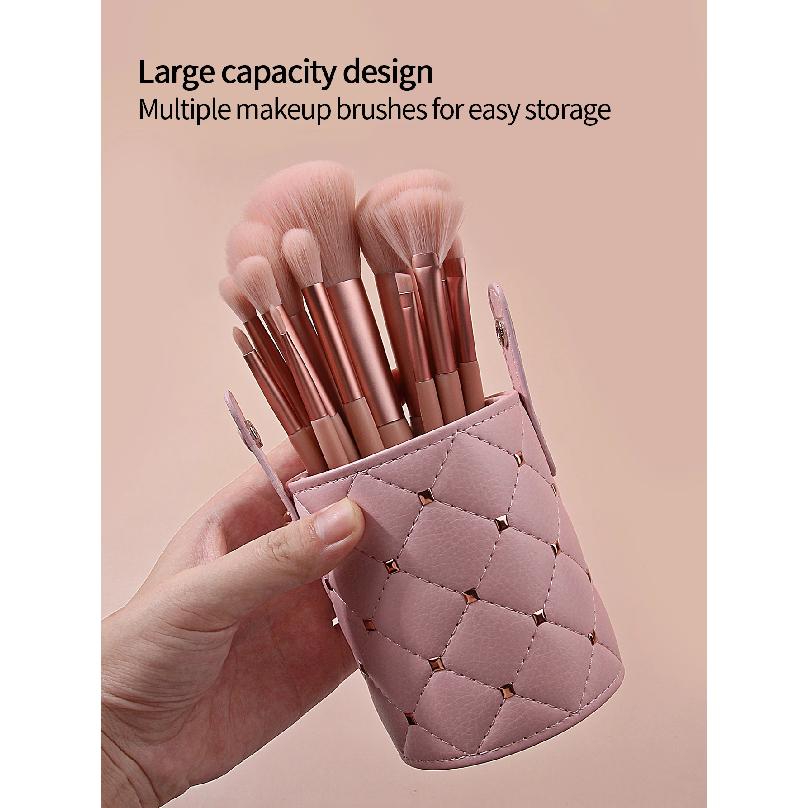 1Pcs PU Leather Makeup Brush Storage Bucket Portable Travel Cosmetic Bag Multi-Function Dust-Proof Waterproof Makeup Brush Box