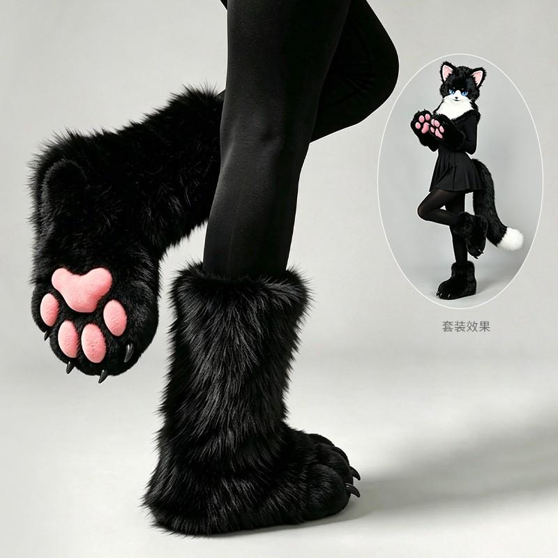 Handmade Fursuit Paw Socks Indoor Cosplay Cat Feet Costume Accessory Furry Fan Convention Wear